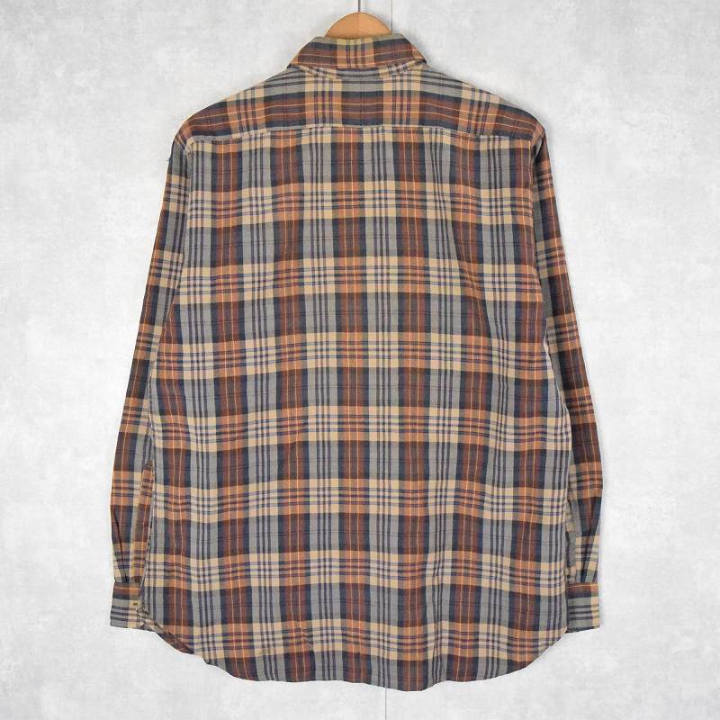 70's Sir PENDLETON USA製 マドラスチェック柄 ウールシャツ L
