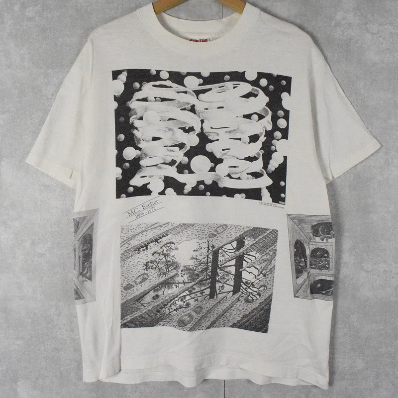 90's M.C. Escher USA製 マルチプリントTシャツ L