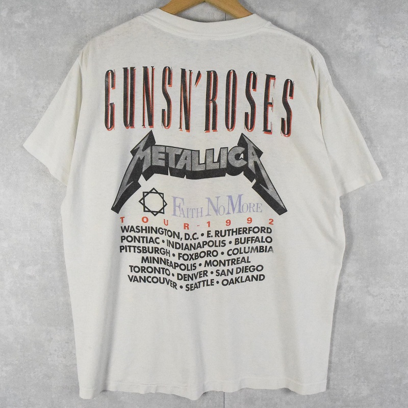 90's METALLICA×GUNS N' ROSES USA製 ロックバンドツアーTシャツ