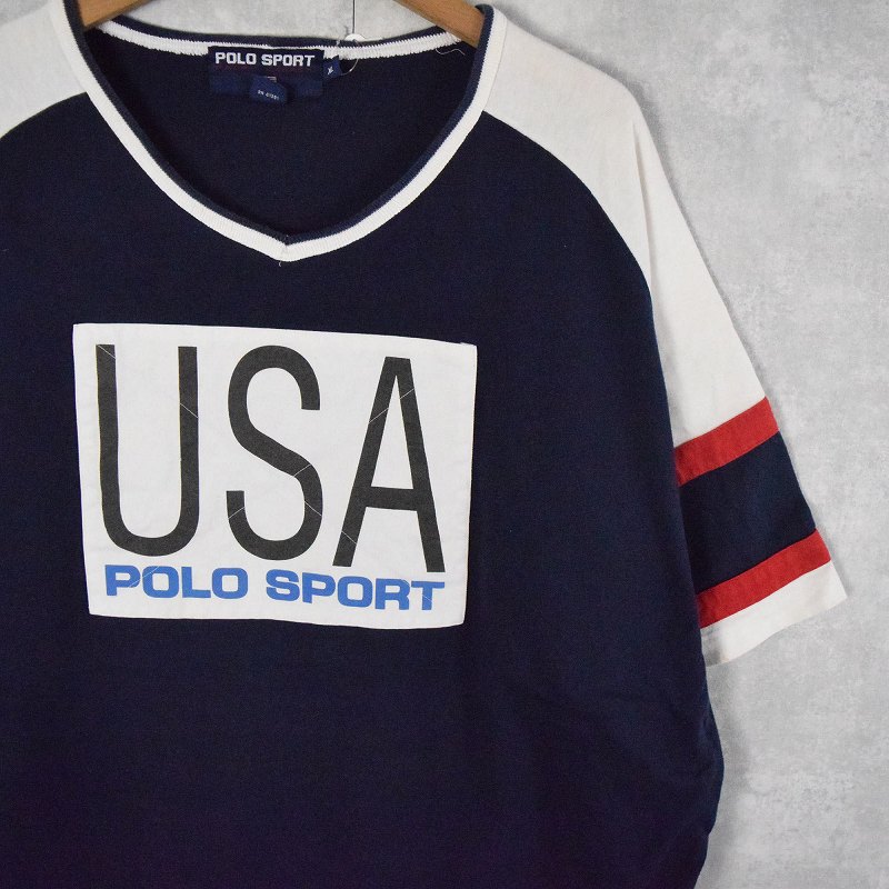 90's POLO SPORT Ralph Lauren パッチ付きTシャツ XL