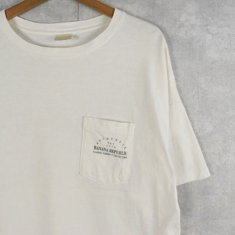 90's BANANA REPUBLIC USA製 地図プリント ポケットTシャツ L