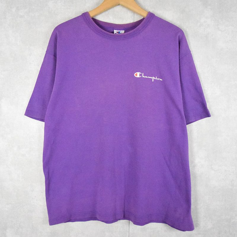 チャンピオン メンズ 半袖 Tシャツ パープル ロゴ USA 90s