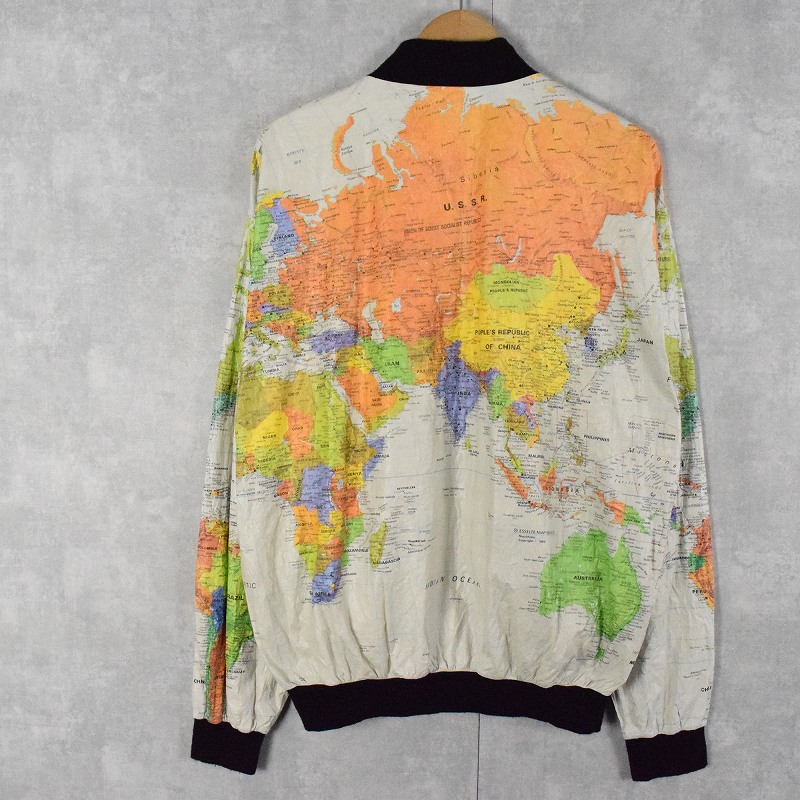90's 世界地図柄 ペーパージャケット L