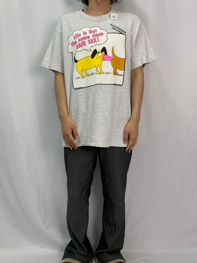 90's USA製 シュールイラスト エロプリントTシャツ L