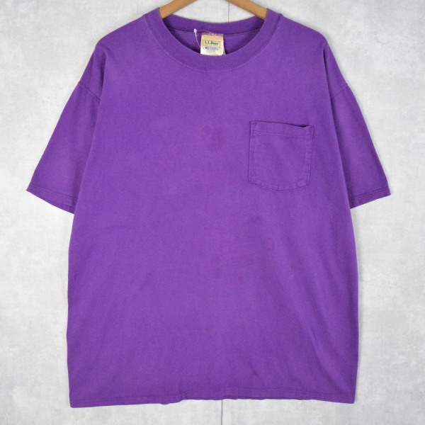 90's L.L.Bean by RUSSELL ATHLETIC USA製 無地ポケットTシャツ PURPLE XL