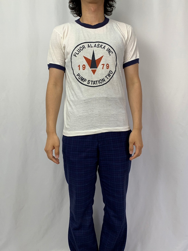 【VINTAGE】80s USA製 リンガーTシャツ M