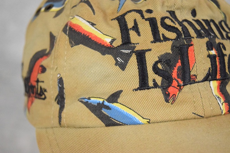 90年代 90s 帽子 ベージュ 総柄 アメリカ製 釣り | ビンテージ古着屋
