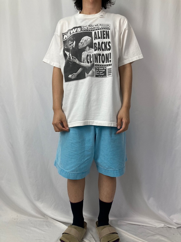 流行り の ブランド  90年代 90s クリントン大統領 宇宙人 エイリアン アメリカ製 Tシャツ