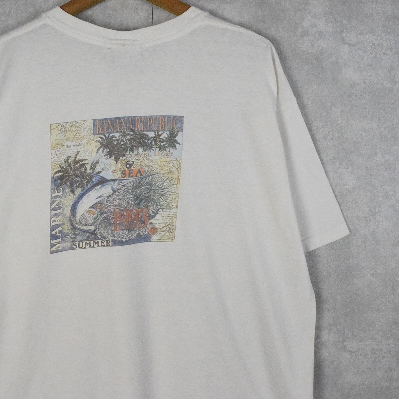 90's BANANA REPUBLIC USA製 カジキプリントTシャツ L