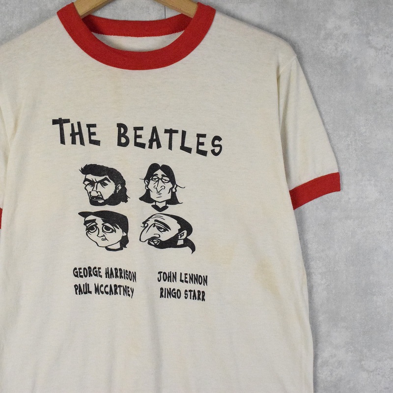 80's THE BEATLES ロックバンドイラストTシャツ
