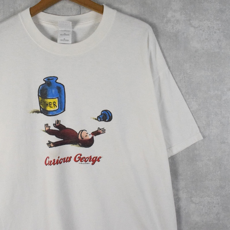 90's Curious George キャラクタープリントTシャツ XL