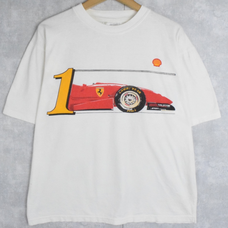 希少 非売品 Ferrari SHELL フェラーリ シェル 刺繍 ワークシャツ