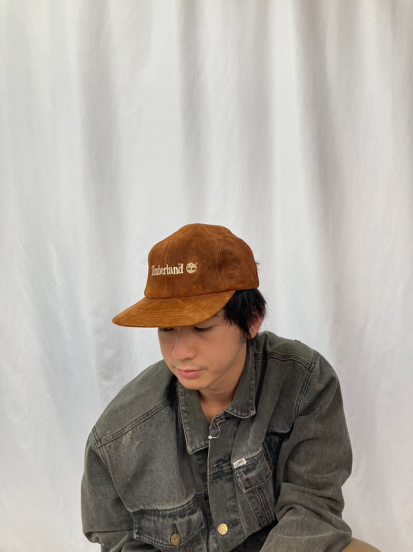 90's Timberland USA製 ロゴ刺繍 スエードキャップ