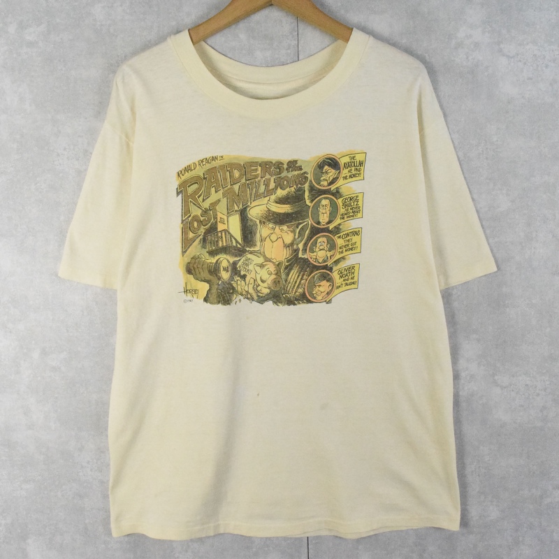 80's Ronald Reagan アメリカ元大統領 映画パロディTシャツ [128241]