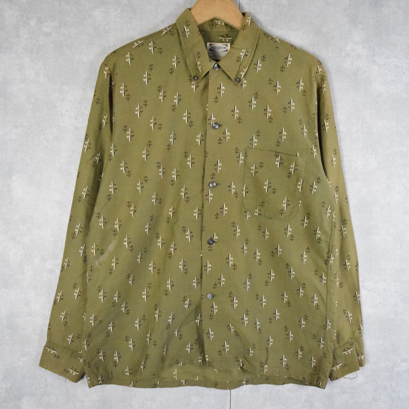 60's PILGRIM 総柄 ボタンダウンシャツ M