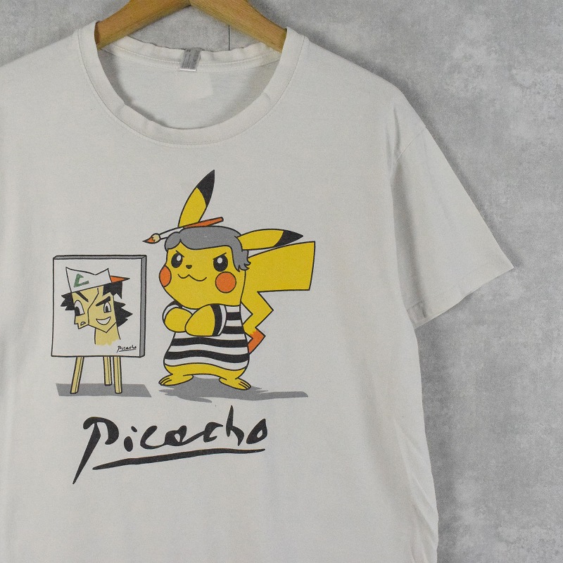 00's～ Pokémon ''ピカチュウ'' プリントTシャツ ブラック 実寸