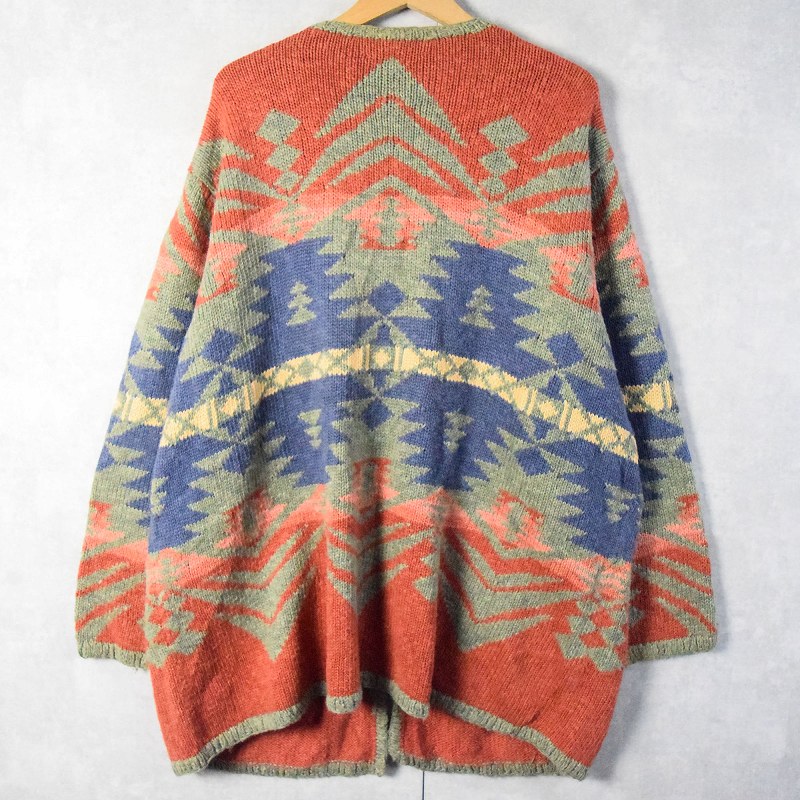 ラルフローレン HAND KNIT 総柄 フード ジャケット カーディガン