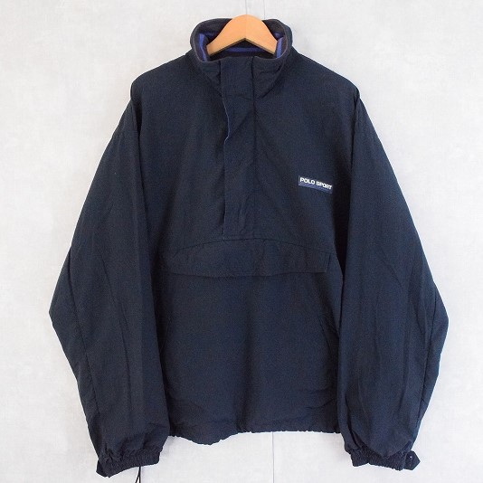 90's POLO SPORT Ralph Lauren ハーフジップ ナイロンプルオーバージャケット NAVY L