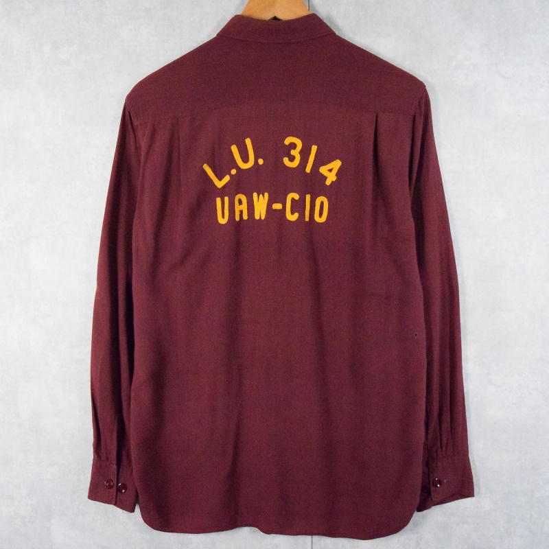 60年代 NAT NAST チェーン刺繍 オープンカラー ボウリングシャツ メンズM ヴィンテージ /evb000745