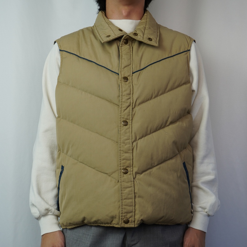 80's Woolrich USA製 ポリエステル×コットン ダウンベスト L
