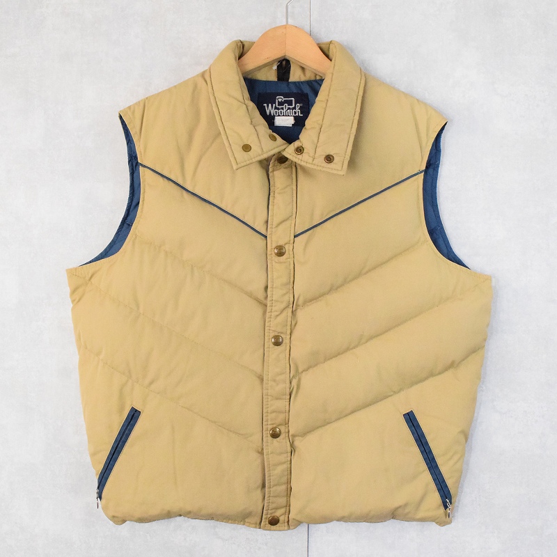 80's Woolrich USA製 ポリエステル×コットン ダウンベスト L