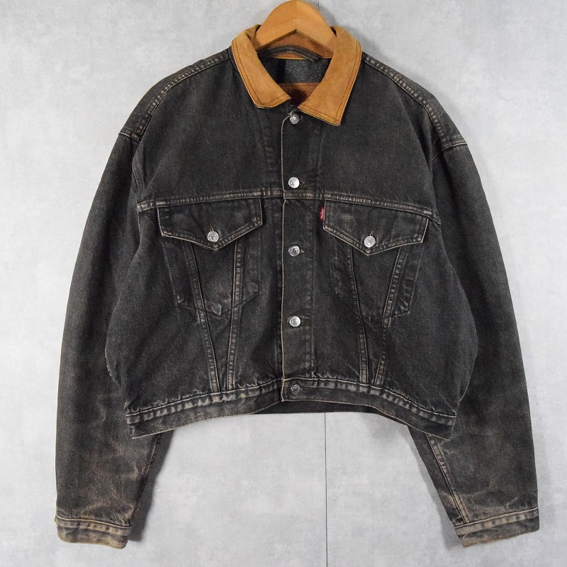 80's Levi's ショート丈 ブランケットライナー ブラックデニムジャケット L