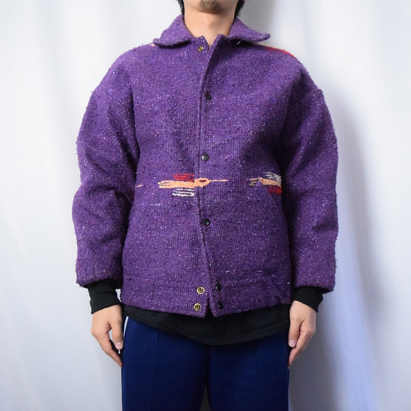 90's Davis James USA製 キルティングライナー ネイティブ柄 ラグジャケット M