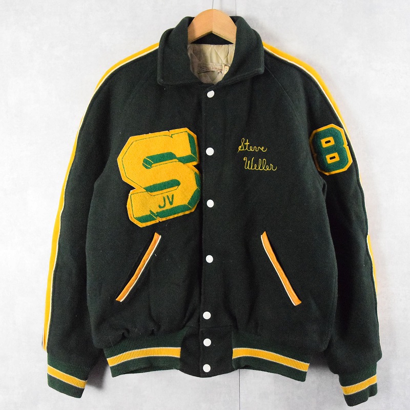 70〜80's Rick Rack's SPORT SHACK チェーン刺繍 メルトンウールスタジャン SIZE42