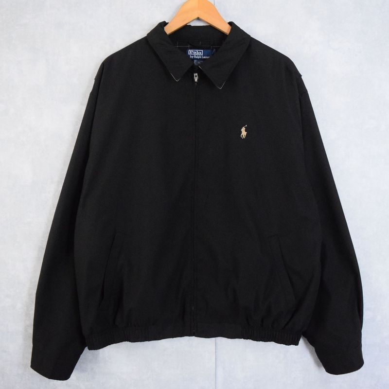 POLO Ralph Lauren チンスト付き ロゴ刺繍 スイングトップ BLACK XL