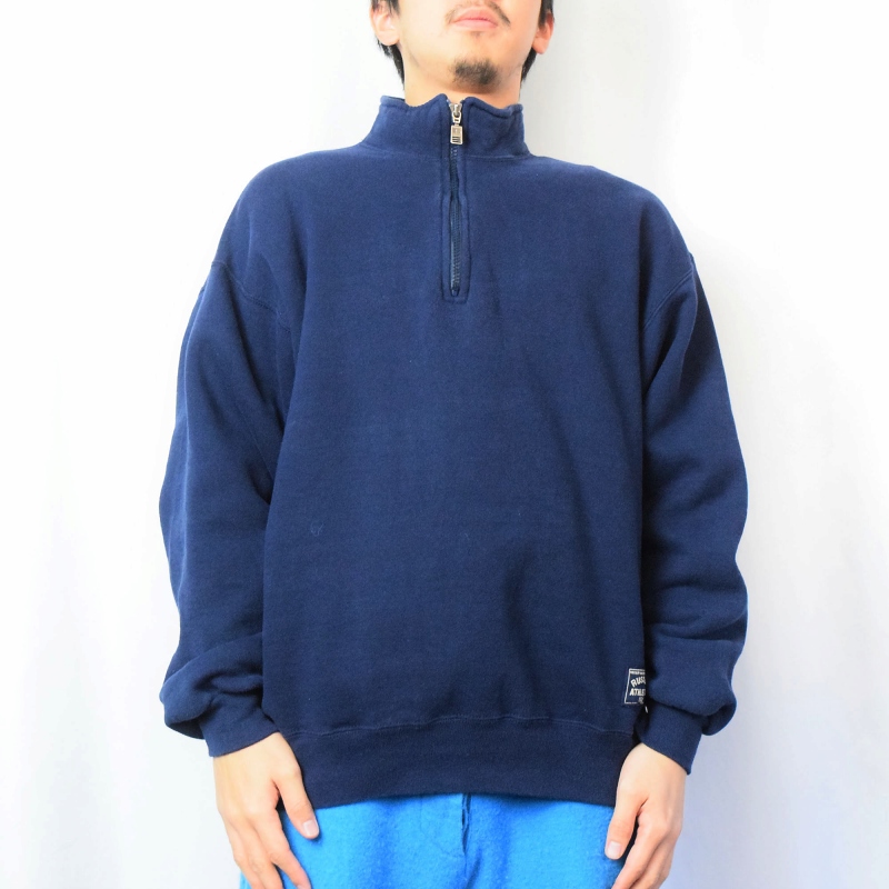 90's〜 RUSSELL ATHLETIC USA製 ハーフジップスウェット NAVY L