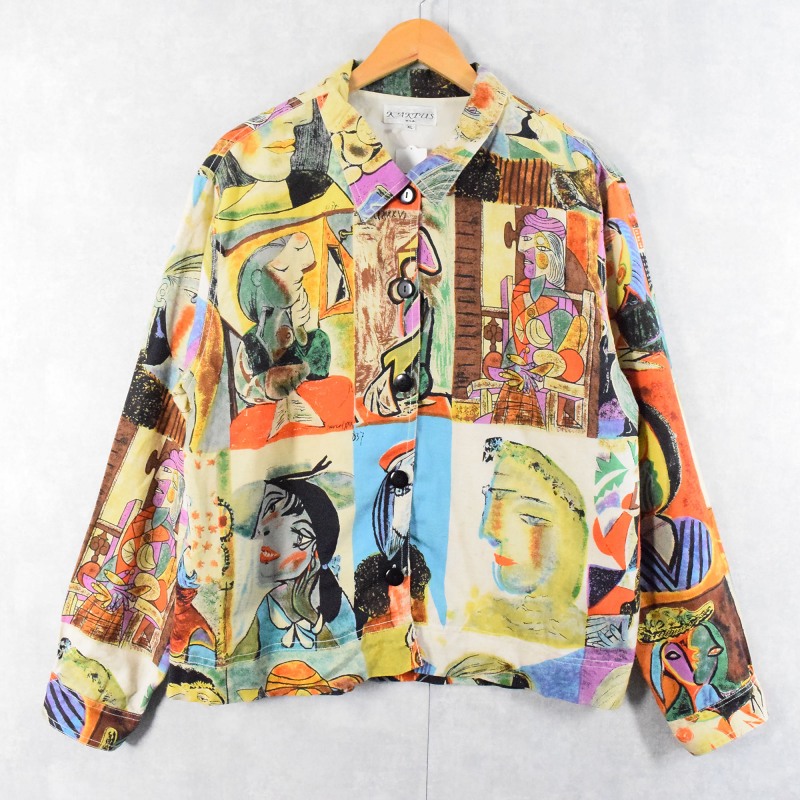 【受注生産品】 カクタス 絵画 ピカソ ブルゾン 総柄 マルチカラー │ヴィテージ ジャケット・アウター