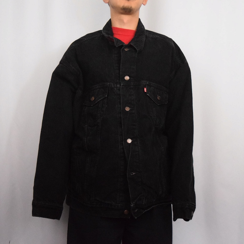 90's Levi's 70427 USA製 ネルライナー ブラックデニムジャケット XXL