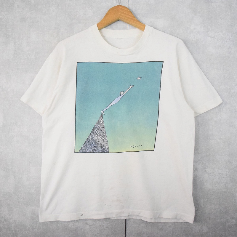 90s USA製 ウルフ オールオーバープリント アート コットンT