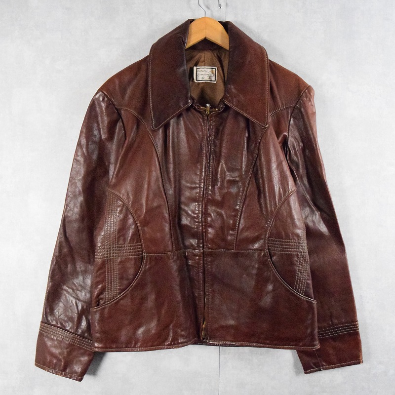 70's natural comfort leather jacket袖丈57cm