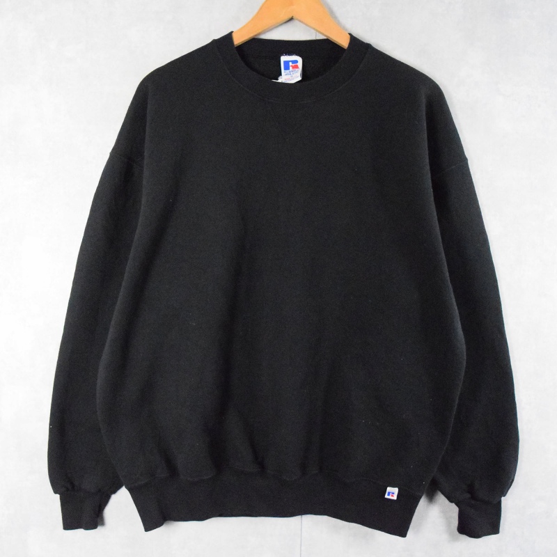90's〜 RUSSELL ATHLETIC USA製 前V 無地スウェット BLACK XL