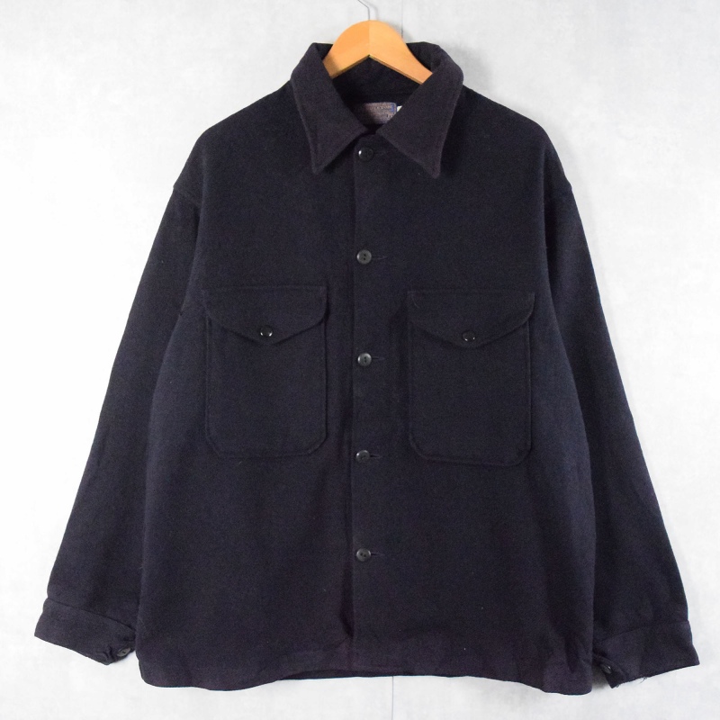 70's PENDLETON USA製 ウールシャツ NAVY L