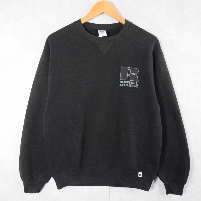 USA製 90s RUSSELL ATHLETIC Logo Pullover Sweat Hoodie M 黒