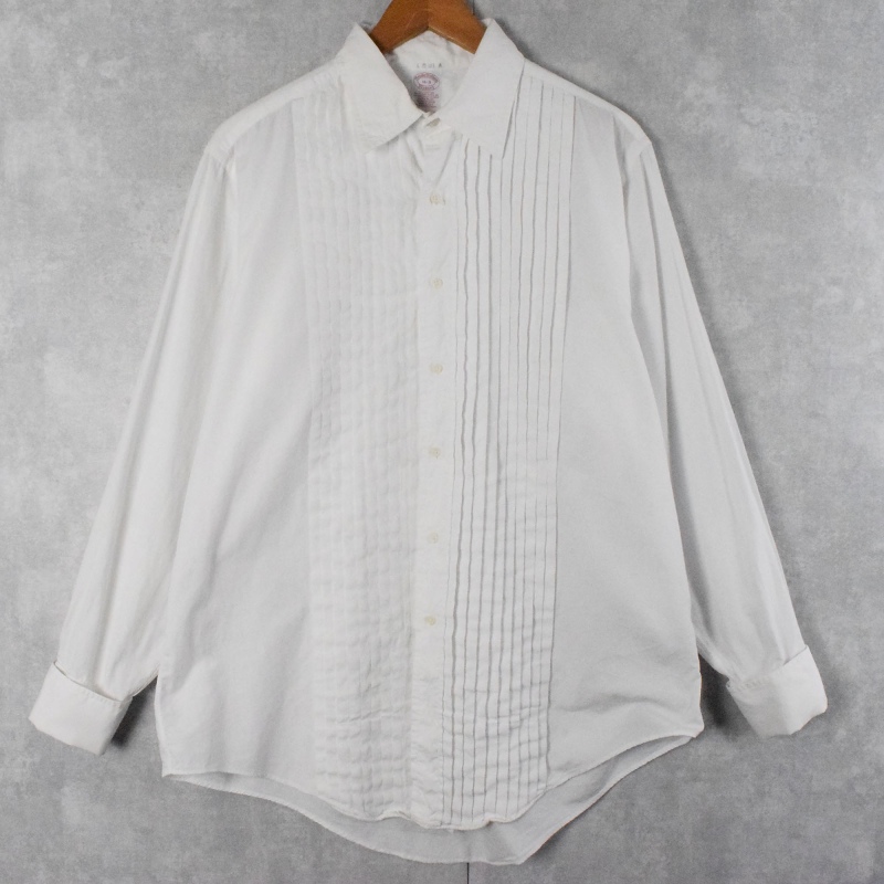 90's Brooks Brothers USA製 ダブルカフス プリーツデザインドレスシャツ SIZE16-3