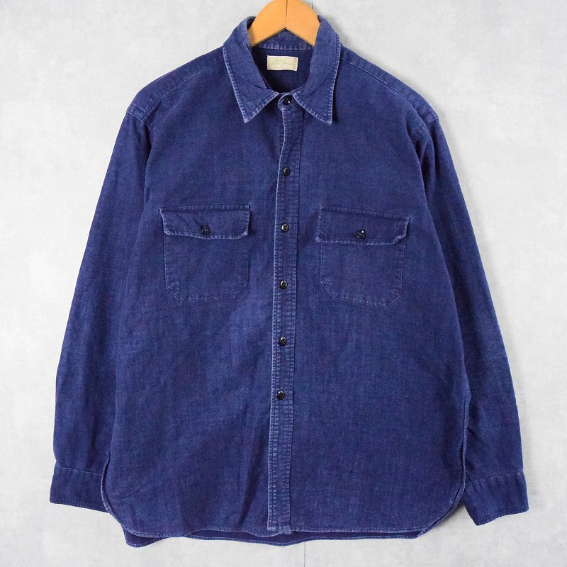 70's L.L.Bean 筆記体タグ シャモアクロスシャツ NAVY SIZE17