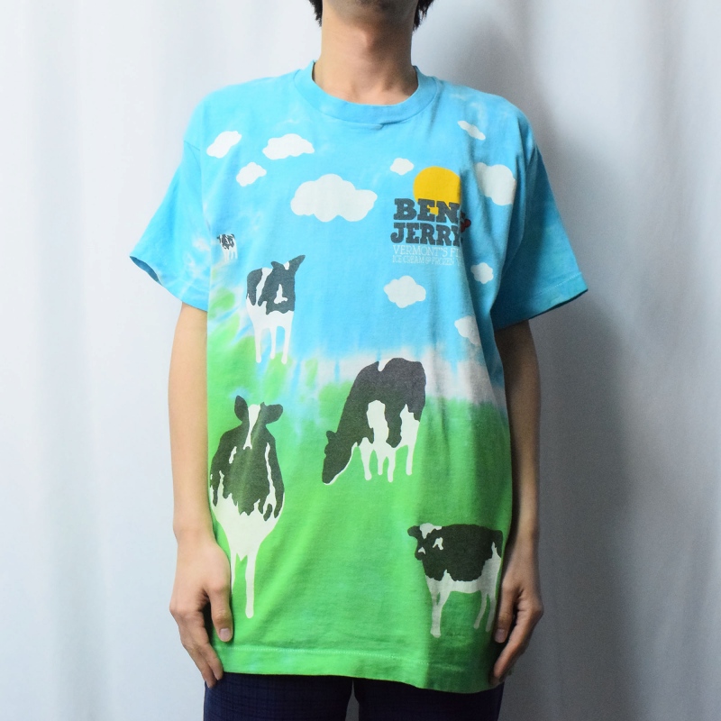 90's BEN&JERRY'S USA製 食品メーカー 大判プリントTシャツ L