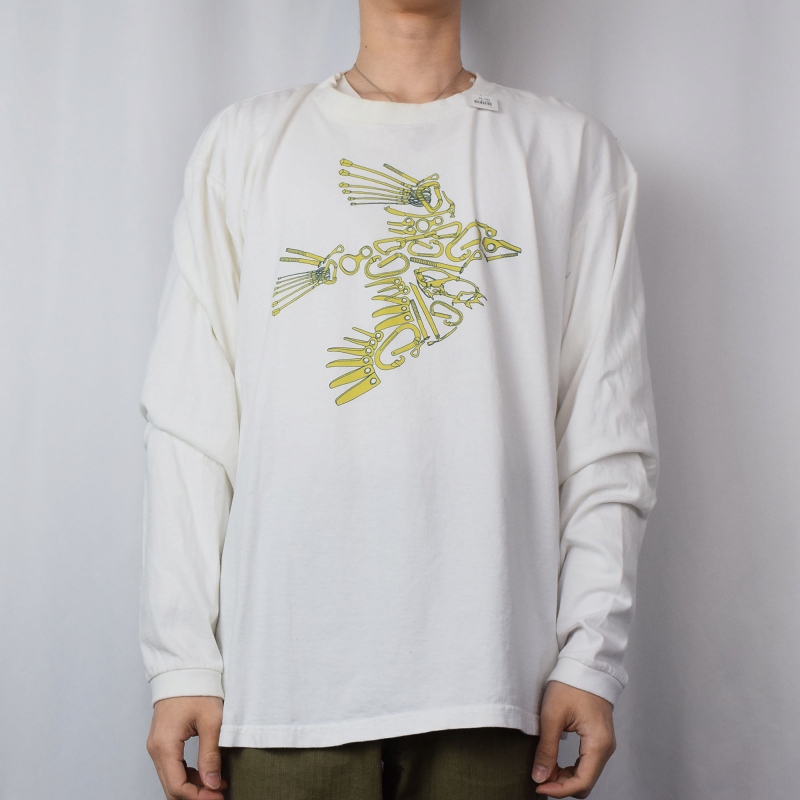 Patagonia ORGANIC COTTON カラビナ×鳥 騙し絵プリントロンT XL