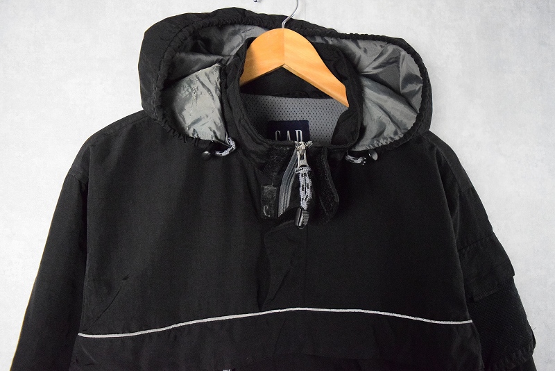 90's GAP フード付き ナイロンアノラックパーカー BLACK XS
