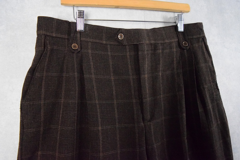 90s LANDS'END スラックス ウール USA製 2タック ピスポケ