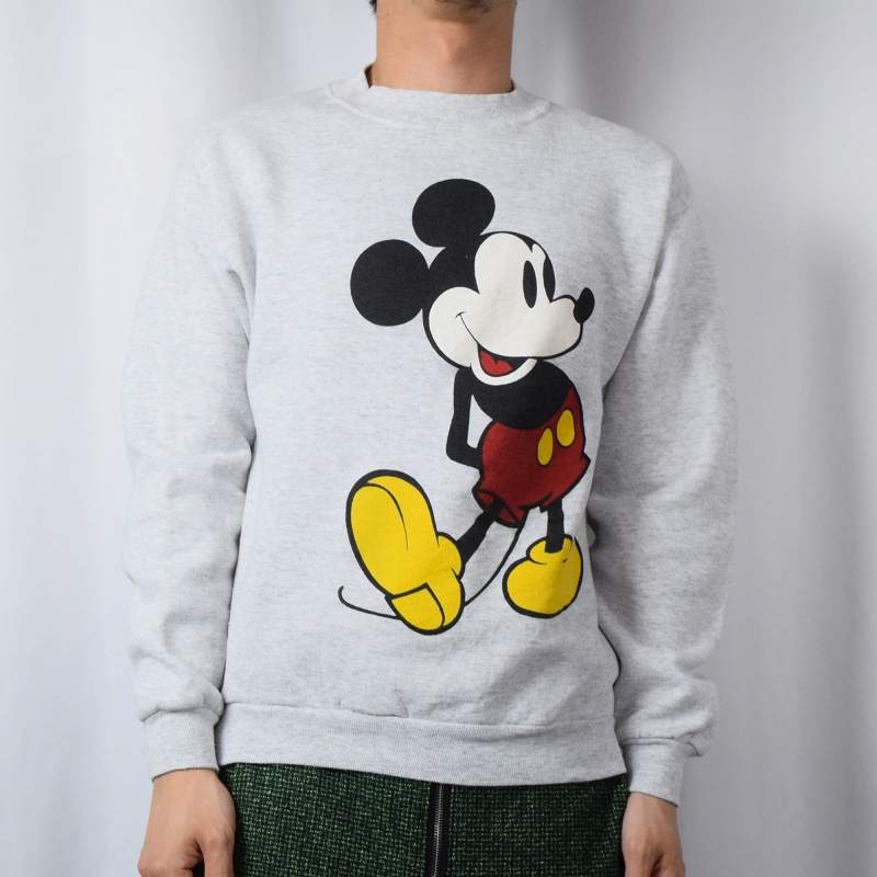 90's Disney MICKEY MOUSE USA製 キャラクタープリントスウェット M