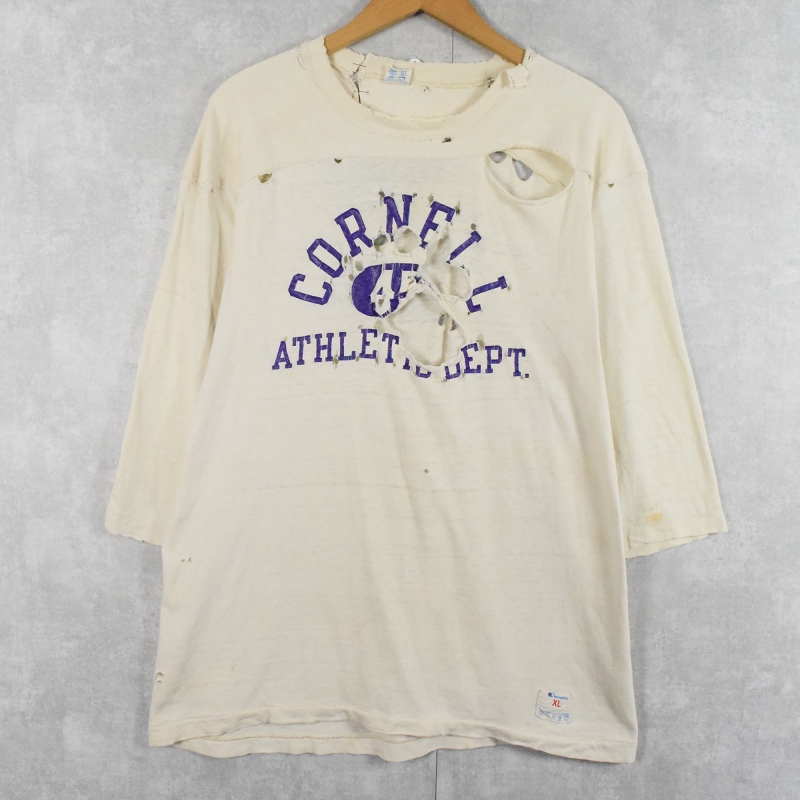 80s 80年代 チャンピオン カレッジ フットボールTシャツ 襤褸