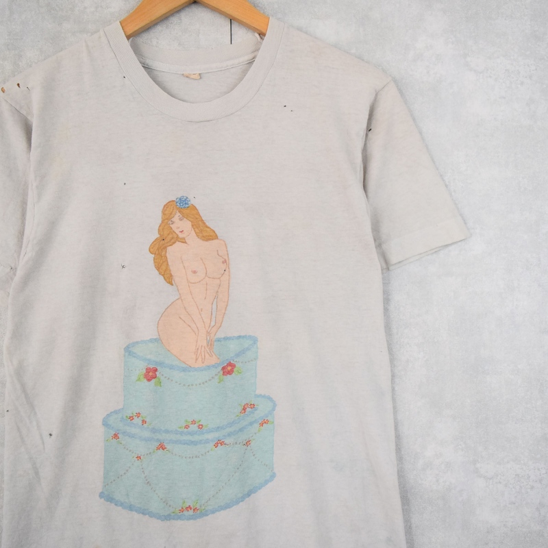 80〜90's USA製 ハンドペイント エロTシャツ M