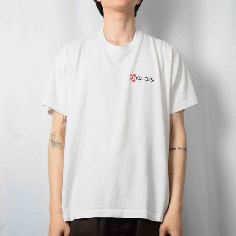 90's KYOCERA USA製 テクノロジー企業 ロゴプリントTシャツ XXL