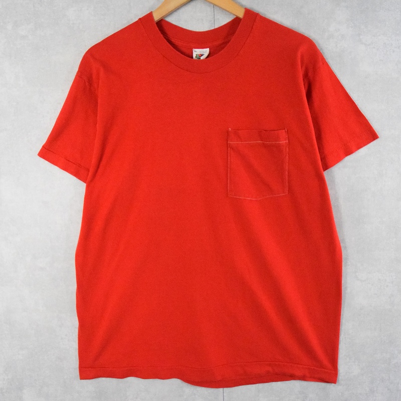 80's FRUIT OF THE LOOM USA製 無地ポケットTシャツ XL