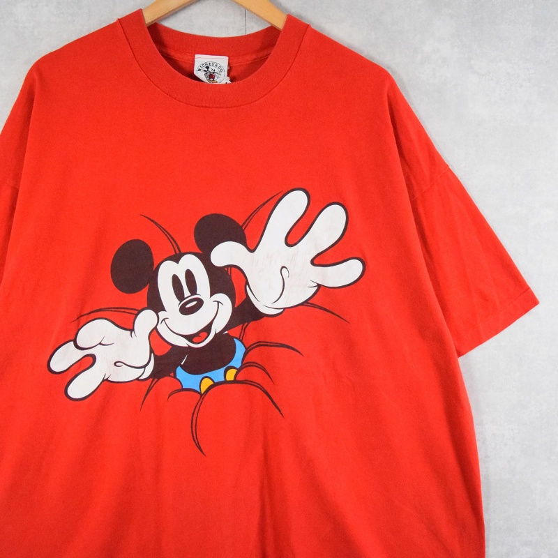 90s 90年代 ディズニー Diseny ミッキーマウス 赤 レッド 半袖