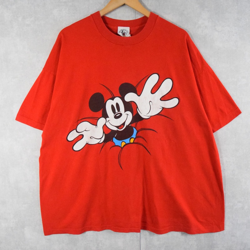 90s 90年代 ディズニー Diseny ミッキーマウス 赤 レッド 半袖
